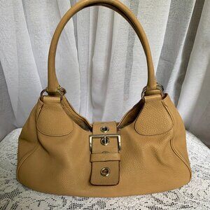 Vintage Y2K PRADA Moon Tan Leather Crescent Shoulder Bag